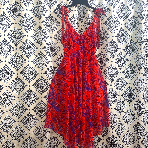 ALEXIS Orange Blue Botanical Asymmetrical … - Picture 2 of 12